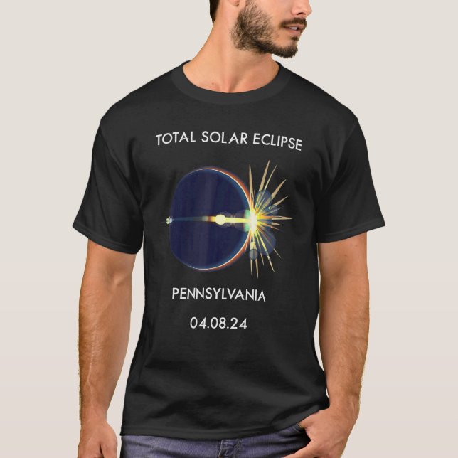 Eclipse Flare 04 08 24 Gesamtsolares Eclipse Penns T-Shirt (Vorderseite)