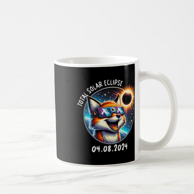 Eclipse Fox Wearing Gles Pet 8. April 2024 Kaffeetasse (Rechts)