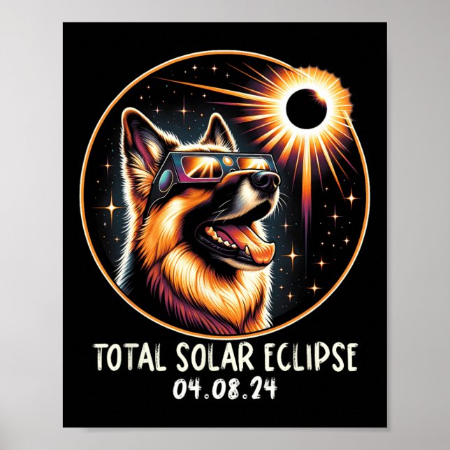 Eclipse German Shepherd Wearing Gles 8. April 2024 Poster (Vorne)