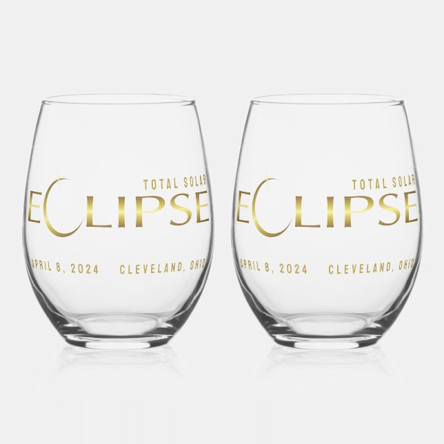 Eclipse goldenes himmlisches Andenken Weinglas Ohne Stiel (Links)