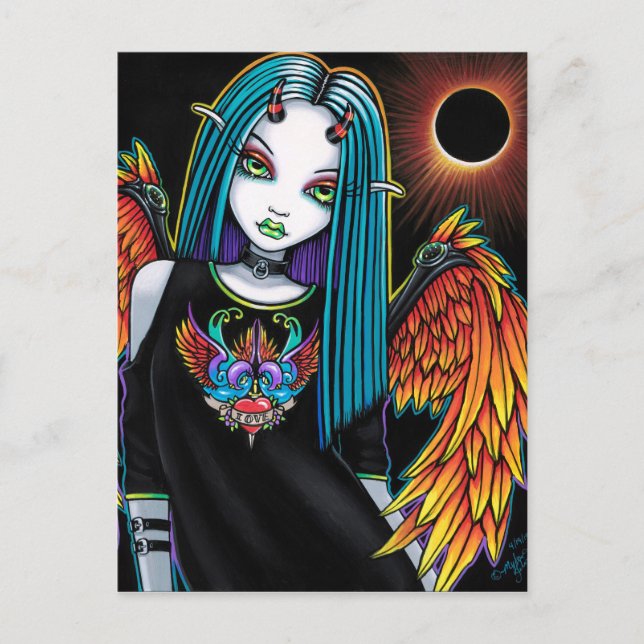 Eclipse Little Rainbow Devil Angel Postkarte (Vorderseite)