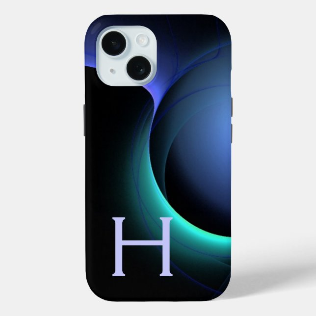 ECLIPSE MONOGRAM Lebendes schwarzes Blau Case-Mate iPhone Hülle (Rückseite)