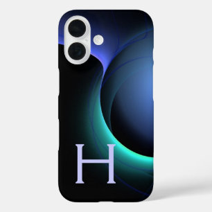 ECLIPSE MONOGRAM Lebendes schwarzes Blau iPhone 16 Hülle