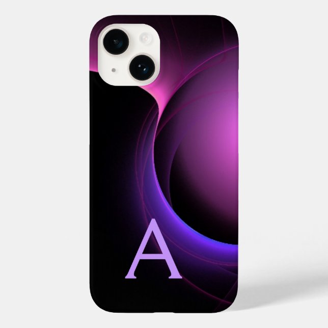 ECLIPSE MONOGRAM Lebhafter schwarzer lila Case-Mate iPhone Hülle (Rückseite)