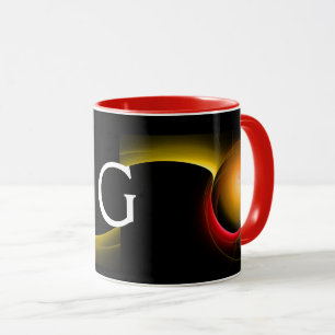 ECLIPSE MONOGRAMM Rot-Gelb-Orange-Schwarze Fraktal Tasse