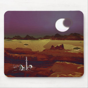 Eclipse oberhalb entfernter Landungen Alien Planet Mousepad