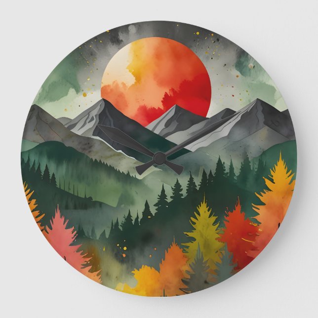 Eclipse Over the Wild Große Wanduhr (Vorderseite)