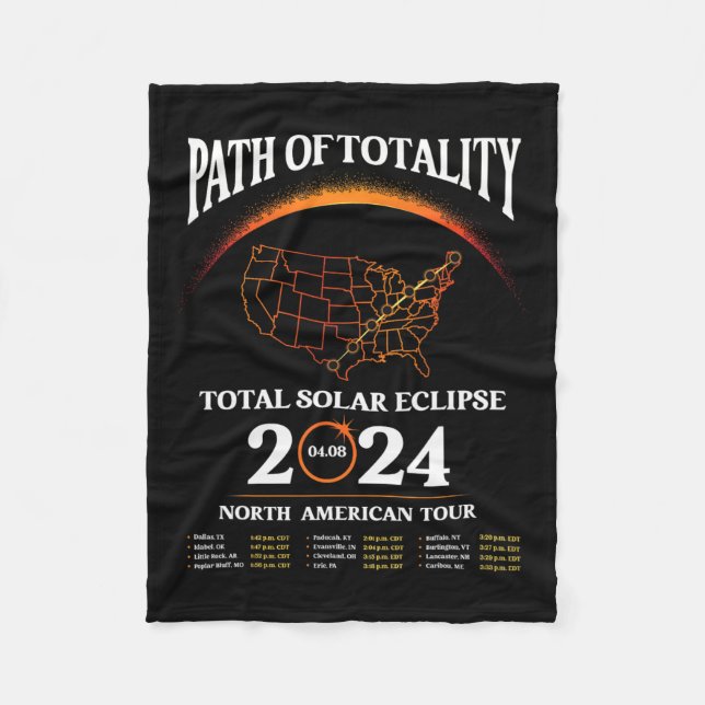 Eclipse Path of Totality Solar Eclipse 8. April 20 Fleecedecke (Vorderseite)