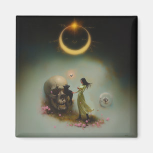 Eclipse Priestess Moon Occult Dark Hexy AI Art Magnet