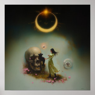 Eclipse Priestess Moon Witchy AI Art Matt Value Poster