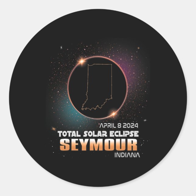 Eclipse Seymour Indiana Total Solar Eclipse 2024 Runder Aufkleber (Vorderseite)
