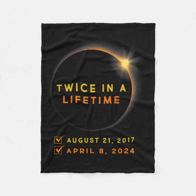 Eclipse Shirt zweimal im Leben 2024 Solar Eclipse Fleecedecke (Vorderseite)