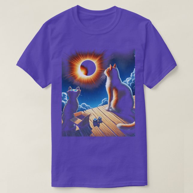 Eclipse Tabby Cat Watching Solar Eclipse Cat Eclip T-Shirt (Design vorne)