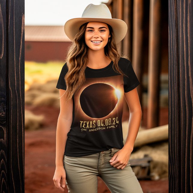 Eclipse Texas 2024 Personalisiert T-Shirt (Von Creator hochgeladen)