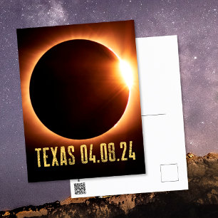 Eclipse Texas insgesamt 2024 Totality Solar Eclips Postkarte