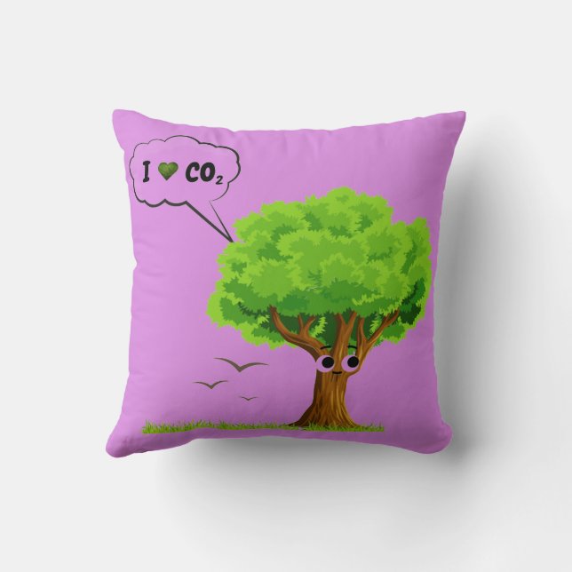 Eco-Friendly ‘I Love CO2’ Illustrated Tree  Kissen (Rückseite)