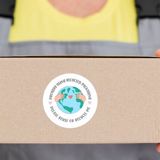 Eco-Friendly Recycled Packaging earth green Runder Aufkleber (Von Creator hochgeladen)