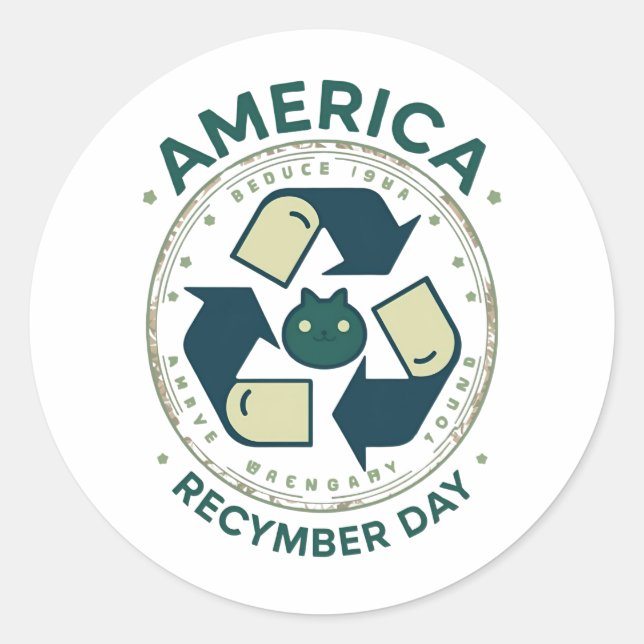 Eco Warrior Recycle Day Shirt Runder Aufkleber (Vorderseite)