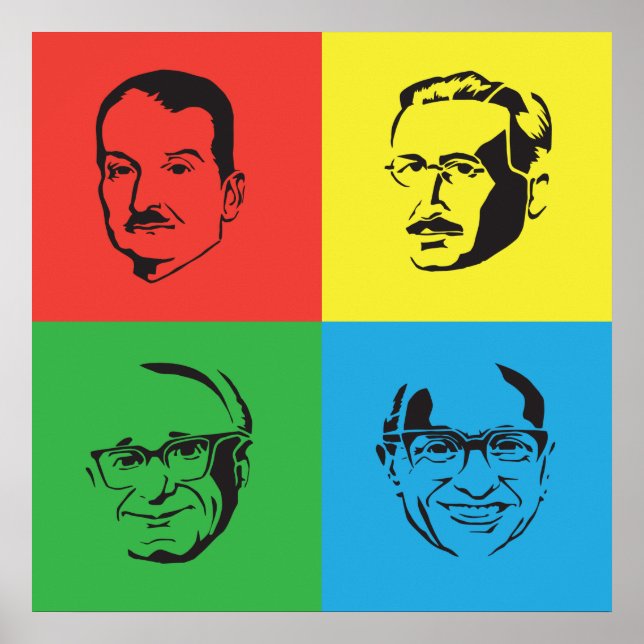Econ Heads - Mises, Hayek, Rothbard, Friedman Poster (Vorne)