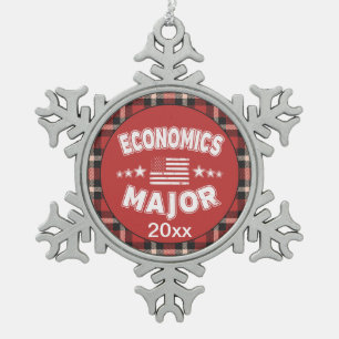 Economy Student USA Flag Red Kariert Schneeflocken Zinn-Ornament