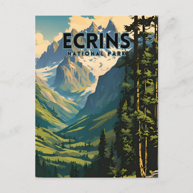 Ecrins National Park Travel Poster Postkarte (Vorderseite)