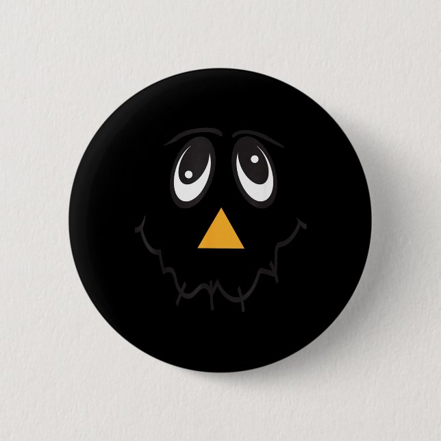 Ecrow Gesicht Lächeln Lustig Thanksgiving Hallowee Button (Vorderseite)