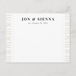 Ecru Boho Mudcloth Border Couple's Stationery Begleitkarte