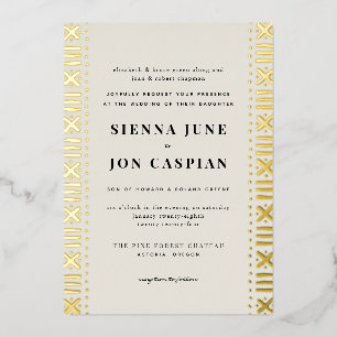 Ecru Boho Mudcloth Border Folieneinladung