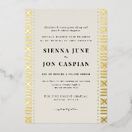 Ecru Boho Mudcloth Border Folieneinladung