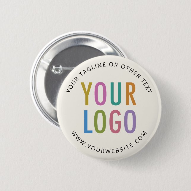 Ecru Button Back Button mit Logo Rund um benutzerd (Vorne & Hinten)