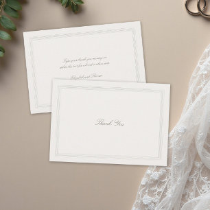 Ecru Dreifach Formal Elegant Modern Klassisch Hoch Dankeskarte