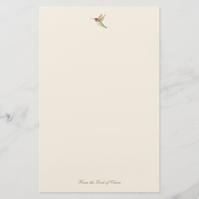 Ecru Hummingbird Stationery Paper Briefpapier (Vorderseite)