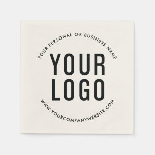 Ecru Minimalistisch Business Logo Company Veransta Serviette