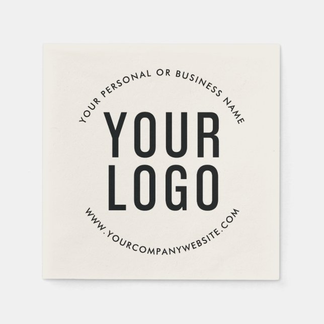 Ecru Minimalistisch Business Logo Company Veransta Serviette (Vorderseite)