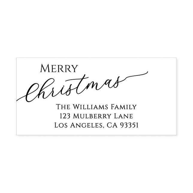 Ecru Modern Merry Christmas Return Address Gummistempel (Prägung)