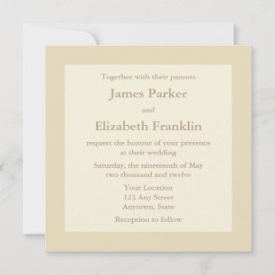 Ecru oder Cream Square Hochzeitseinladungen Einladung