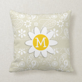 Ecru Paisley, Floral; Daisy Kissen