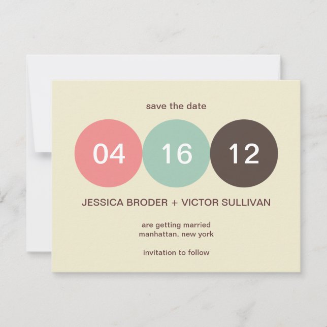 Ecru pastel dot wedning Save the Date (Vorderseite)