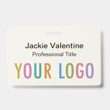 Ecru-PVC-Name-Abzeichen mit Rollen-Clip oder Lanya