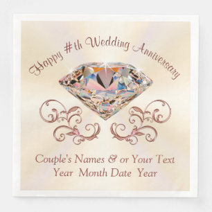 Ecru, Rose Gold Jubiläum Neapel, Personalisiert Serviette