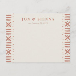 Ecru Terracotta Boho Mudcloth Border Couple Begleitkarte