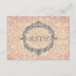 Ecru und Peach Damask UAWG Wedding Response Card 2 RSVP Karte
