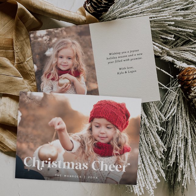 Ecru | Weihnachts-Chef Zwei Foto Feiertagskarte (Von Creator hochgeladen)