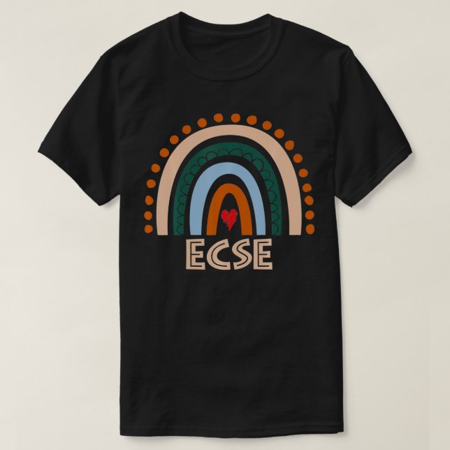 ECSE Lehrerin Boho Rainbow Zurück zum Schulteam EC T-Shirt (Design vorne)