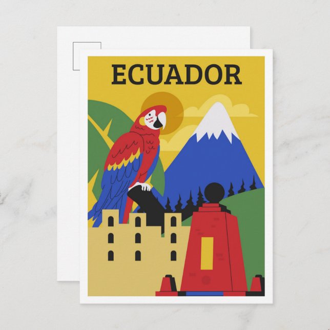 Ecuador a Colorful Travel Postkarte (Vorne/Hinten)