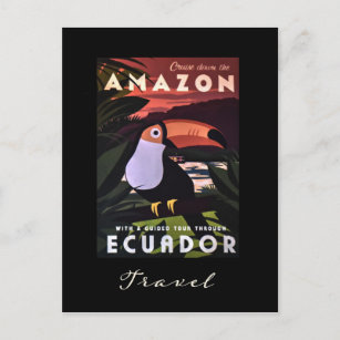 Ecuador Amazon Colorful Bird Vintage Reise Postkarte
