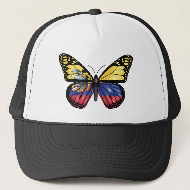 Ecuador Butterfly Monarque Flag Truckerkappe (Vorderseite)