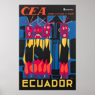 Ecuador Druck Südamerikanische Kunst CEA Reisepost Poster
