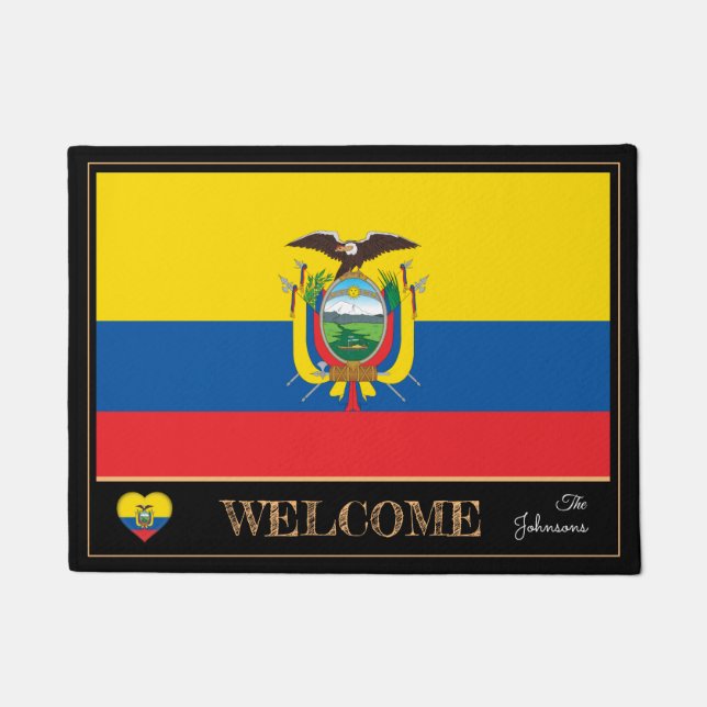 Ecuador & Ecuador Flag Haus / Sport Willkommen Fußmatte (Vorderseite)