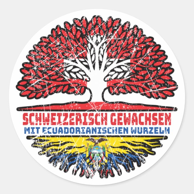 Ecuador Ecuadorianisch Schweizer Schweiz Baum Runder Aufkleber (Vorderseite)